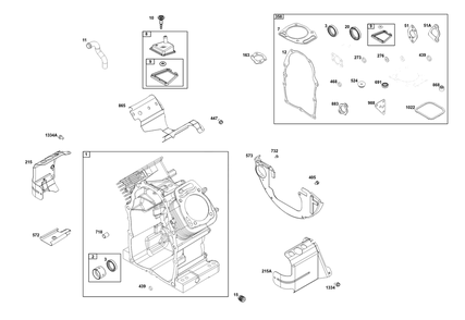 Cylinder Group Diagram and Parts List for 356447-0670-G1 200000 - 399999 Briggs and Stratton Engine